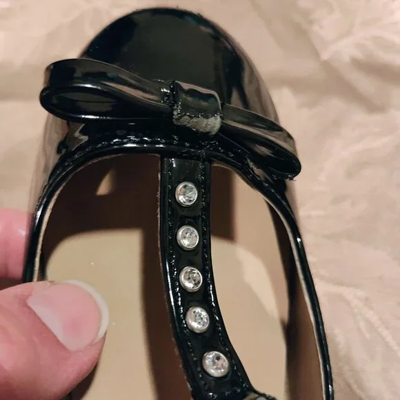 The Children's Place Black Jeweled Ballet Flats Girl Size 9 - Picture 5 of 8